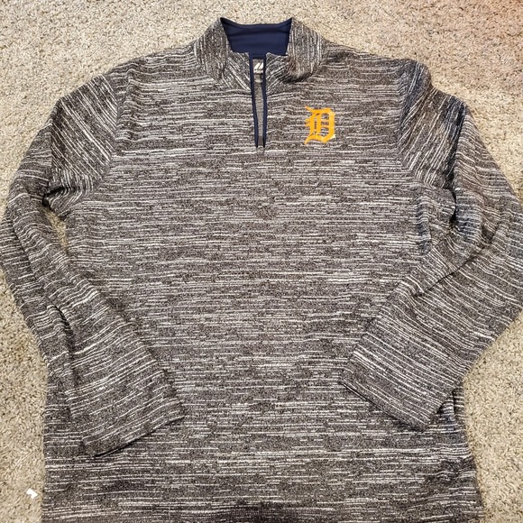 Majestic Other - Detroit Tigers MLB Majestic Large 1/4 Zip Pullover Jacket Shirt Heather Gray